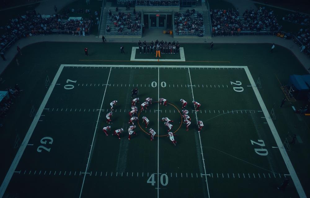 All-22 coaches film view of an offensive formation
